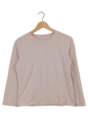 'S Max Mara Damen Langarmshirt Rosa Gr. L Basic Baumwolle Stretch