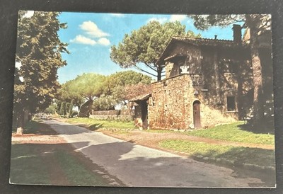 Rome, Italy, Roma Via Appia Antica Old Appian Way Street Postcard New Stained