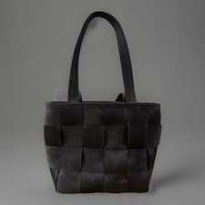 Harveys Black Woven Tote Bag with Bottom Studs and Snap Closure