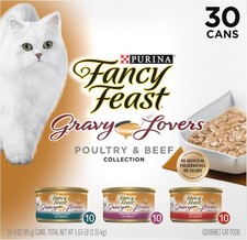 Purina Fancy Feast Gravy Lovers Poultry  Beef Wet Cat Food 30x3oz