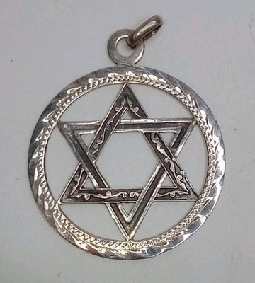 Sterling Silver Star of David Pendant Marked