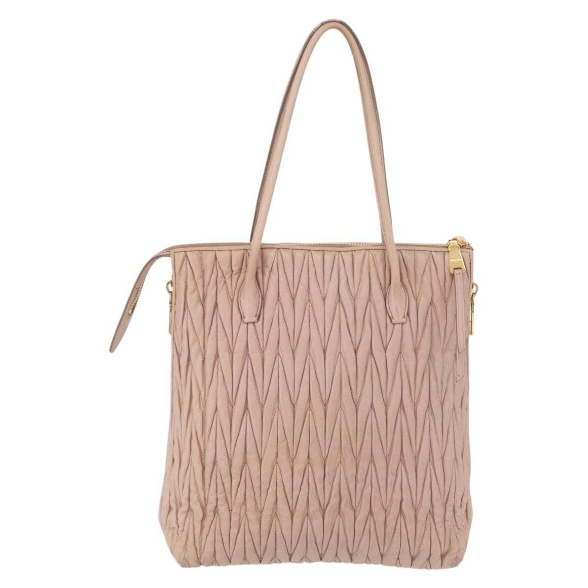 Miu Miu Matelasse Tote Bag Leather Pink Gold Auth 168121 | eBay