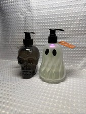 Halloween Soap Dispenser Set Skull Ghost Pump Bathroom Decor 2 Piece New