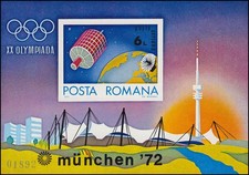 Romania Block 98 Olympia Munich 1972: Telecommunications Satellite Globe, **/MNH