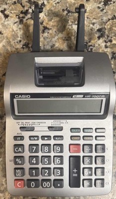 Casio HR-100TM Desktop Printing Calculator 12 Digit Tax Exchange W/ Power cord
