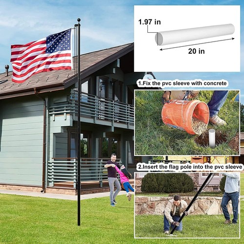 14 Gauge Flag Pole for Outside In Ground, 20 FT Heavy Duty Flagpole Kit for Yard - Picture 4 of 7
