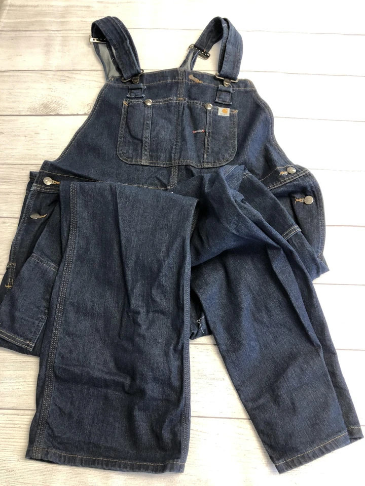 Mono con tirantes Carhartt para mujer XL alto lavado oscuro denim ropa de trabajo utilitaria WR008 Foto 3 de 4