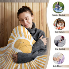 Boho Sun Kids Blanket Blankets Bohemia Yellow Abstract Smily Sunshine Throw Boys