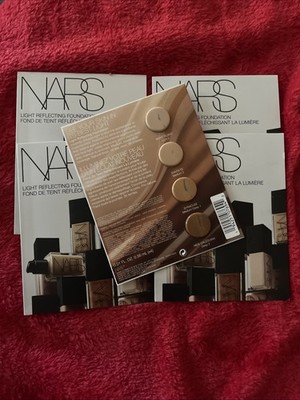  5x NARS LIGHT REFLECTING FOUNDATION 4-Shades Single Use Sampler Card - Sealed