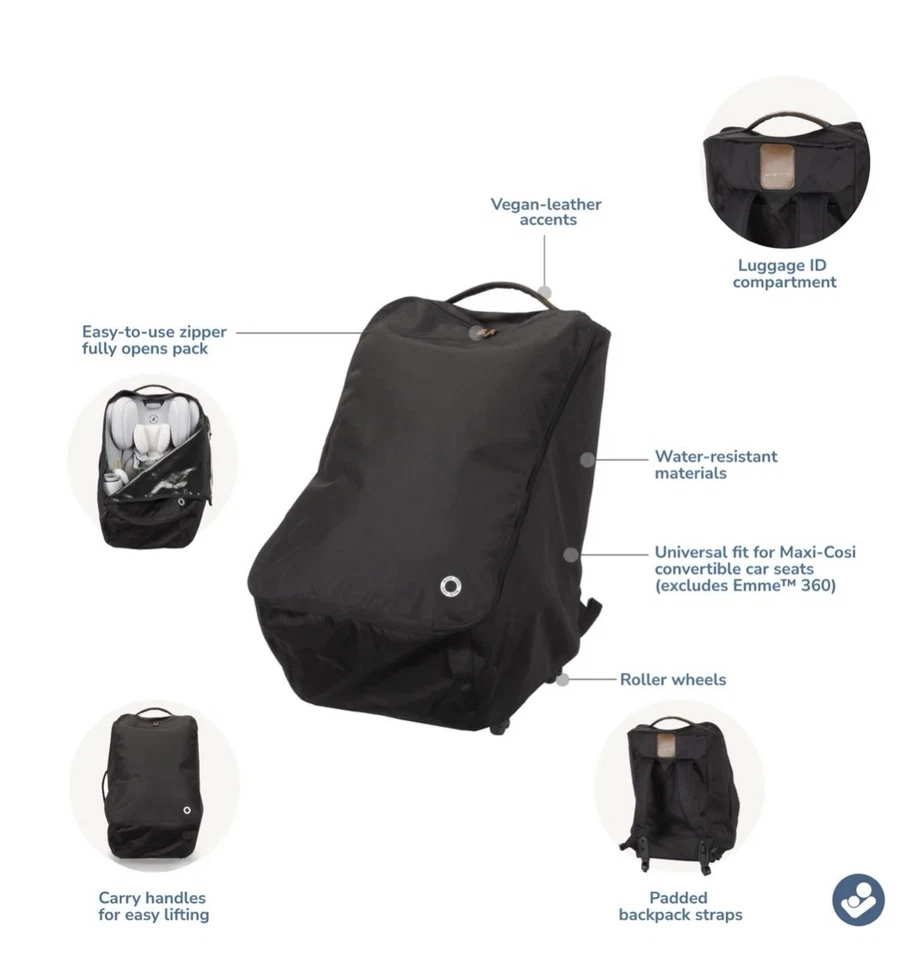 Maxi-Cosi 轮式汽车座椅旅行包,黑色,全新带盒 — 第 3/4 张图片