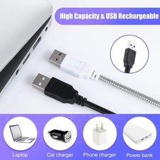 2Pc USB LED Light For Laptop Keyboard Light Gooseneck Computer Lamp Black Silver
