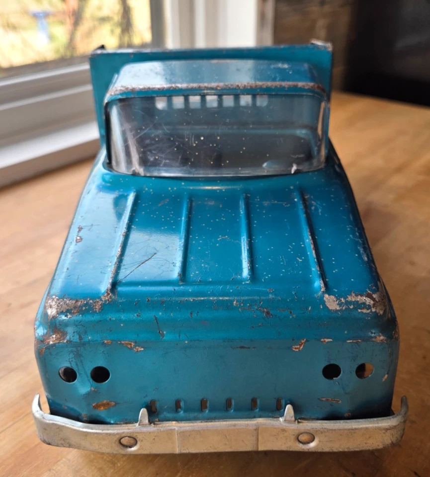 Camión de estacas Tonka Farms 1959 vintage verde azulado, buen estado Foto 2 de 4