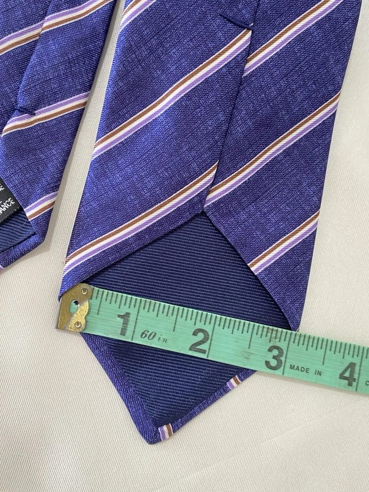 ATELIER F & B GENEVE made In France All Silk Blue Striped Men’s Tie - Image 3 of 4