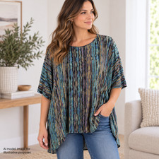 Clara Sun Woo Shirt Womens Medium Abstract Striped Artsy Tunic Batwing Boho USA