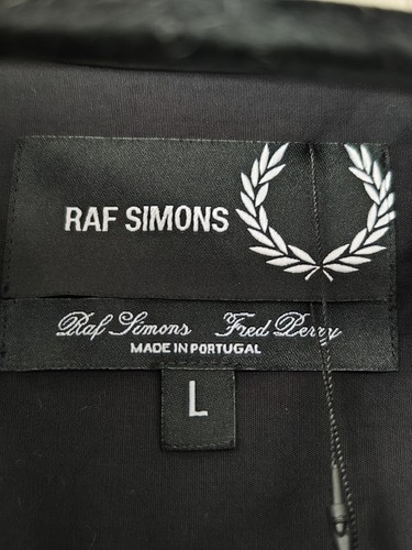 Fred Perry Raf Simons Oversized Patch Textile Black Button Up Shirt Large BNWT - Picture 6 of 9