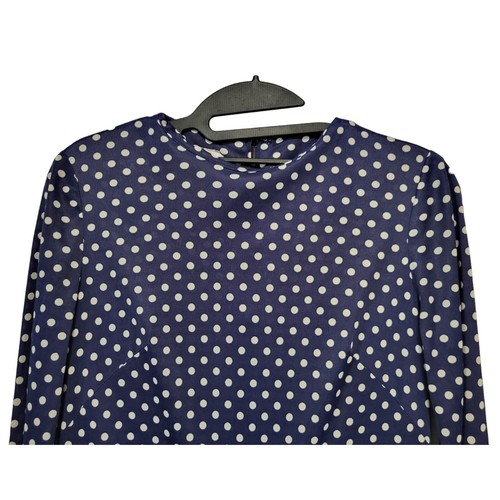 Vtg Mod Go-Go Scooter Dress Sz Extra Small 60s Polka Dot Mini Belted Waist ILGWU - Picture 3 of 11
