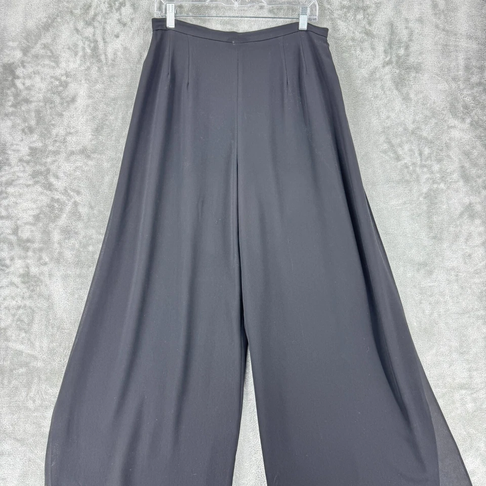 Pantalones JS Collections para mujer 12 piernas anchas abertura lateral evento noche semi transparentes negros Foto 3 de 4