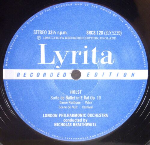 LYRITA UK 1985 Holst BALLET SUITE Warlock SERENADE Boult Braithwaite SRCS-120 EX - Foto 2 di 4