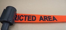 New Banner Stakes 20120040 Red Polyester Fabric "Restricted Area" Banner Fence