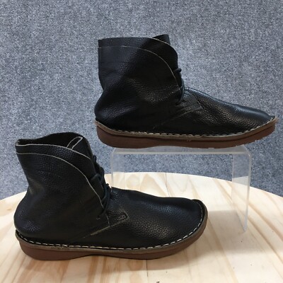 Whensinger Boots Womens 37 Three Eye Double Layer Chukka Boot Black Leather