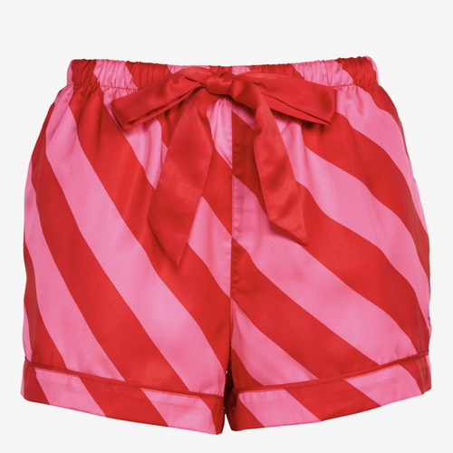 NEW PETER ALEXANDER PINK RED STRIPED TOP & SHORTS PJ SET XL RP$119.90 POLY SATIN - Picture 6 of 8