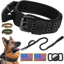 Leash + Collar Set Heavy Duty Military Tactical Training Pet Dog Metal Buckle US