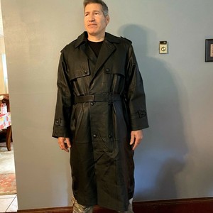 charles klein leather trench coat