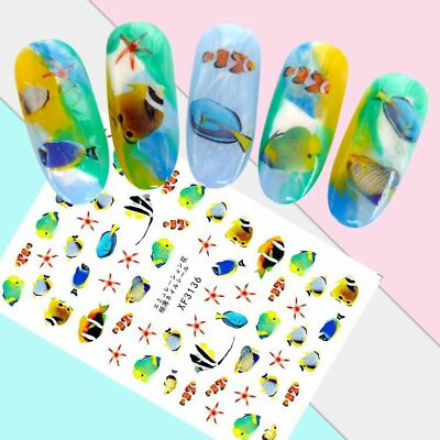 Nail Art 3D Stickers Design Decoration Tips Self Adhesive Tropical Fish XF3136