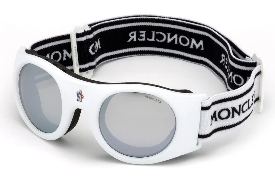 Moncler — Moncler ML0051 21C White Ski Goggles Branded Round Sport Acetate Frame 55-26 sd*
