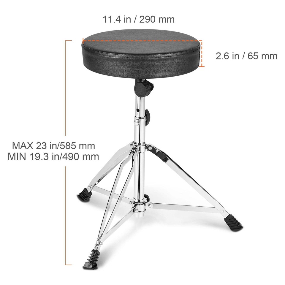 19.3 to 23" / 490585mm Height Drum Throne Adjustable Upholstered Drum