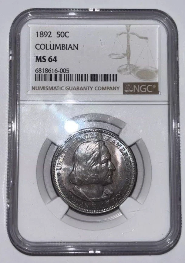 1892 COLUMBIAN EXPO COMMEMORATIVE SILVER HALF DOLLAR NGC MS 64 - TONED - Image 4 of 4