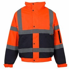 HI VIZ JACKET VIS VISIBILITY SECURITY WORK CONTRACTOR WATERPROOF PADDED HOODED