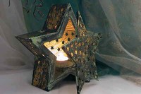 Beleuchteter Weihnachtsstern Windlicht Gold / GrüNer Stern Weihnachtsdeko Metall