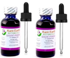 Rare Earth Botanicals Lugol's Iodine 5% UltraPure 1 oz x 2 Glass Bottles