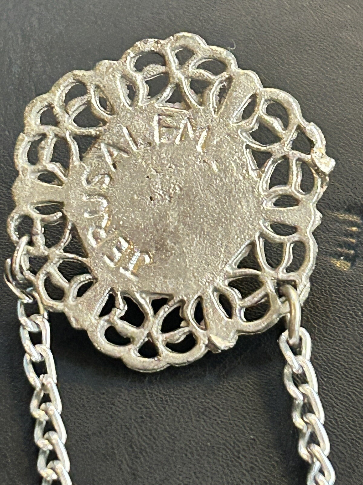 Vintage Natural (Green) Eilat Stone Jerusalem Judaica Pendant