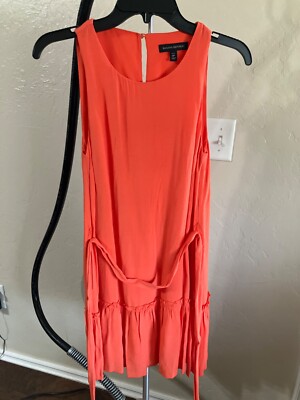 banana republic orange dress Women's Viscose-Linen Drop-Waist Maxi Red Chili Size S Square neckline with multi Women's Orange Dresses & Jumpsuits