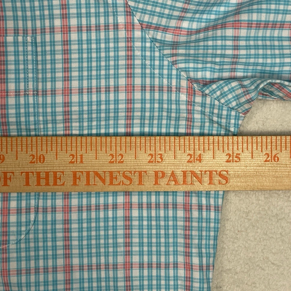 Peter Millar 100% Cotton Casual Dress Shirt Plaid Button Down Blue Pink Large - Image 4 of 4