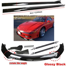 For Mitsubishi Front Bumper Lip Body Spoiler Splitter Side+Skirt Strut Rod+