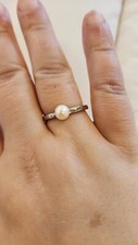 Freeform Freshwater Pearl Ring Silver Tone READ DISCRIPTION