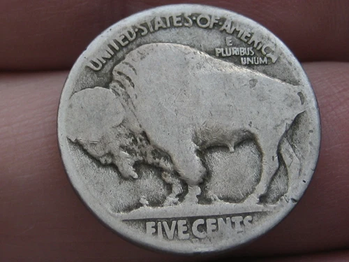1914 D Buffalo Nickel 5 Cent Piece- Denver, Good Reverse Details