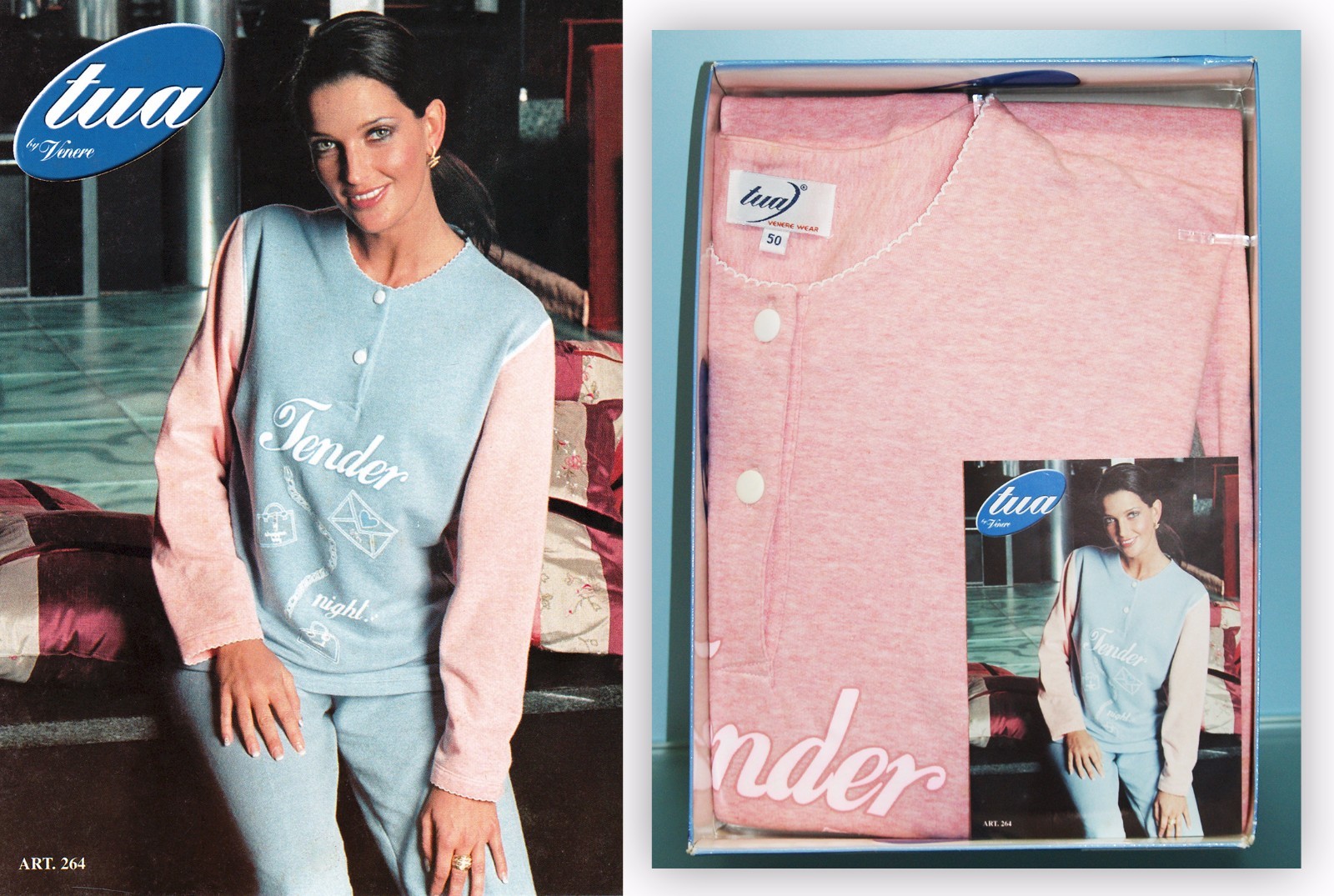 Pijama De Mujer Invernal En Felpa Cuello Serafino VENERE 264 Talla 50 52