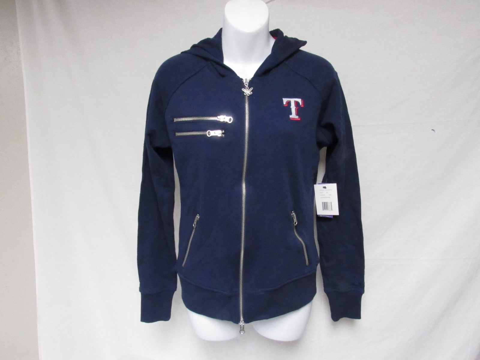 New Texas Rangers Womens Size M Navy Full-Zip Jacket Hoodie w/ 4 Front Pockets