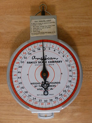 Vintage 60lbs American Family Hanging Scale. Not Legal for Trade.