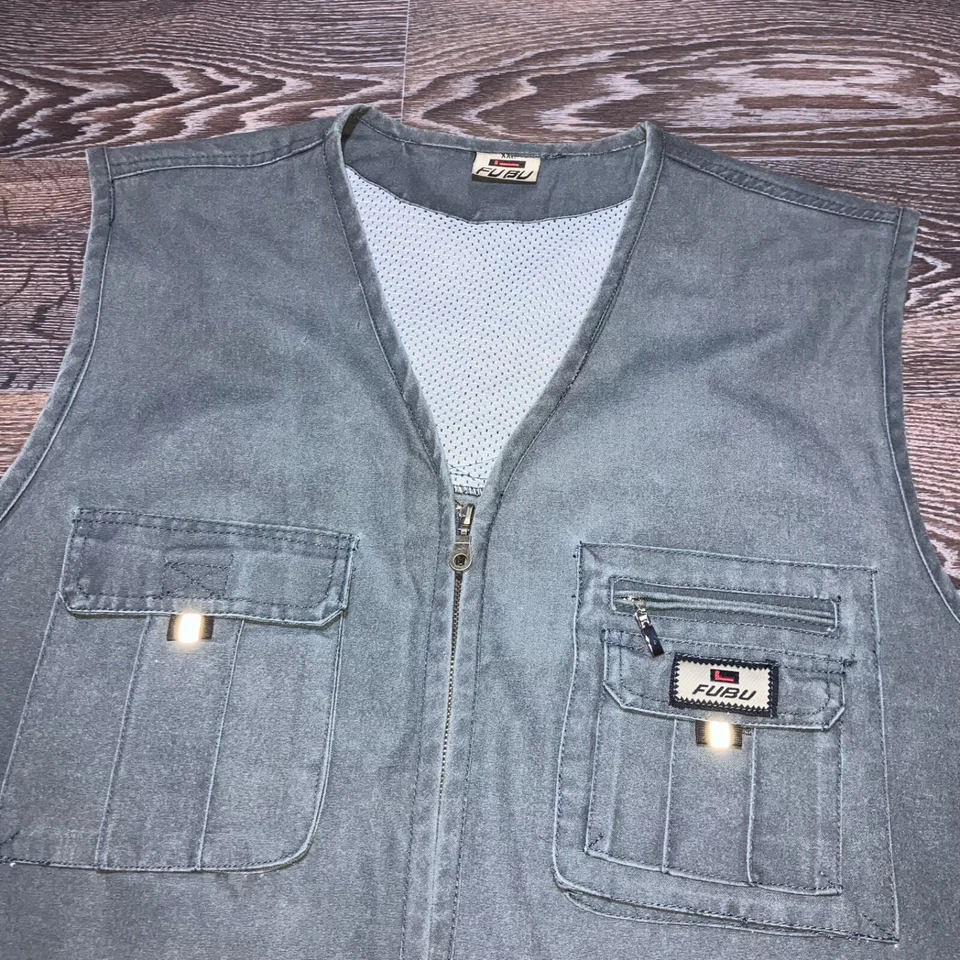 Vintage FUBU Fisherman Hunter Multipocket Cargo Workwear Vest Gilet size XXLarge - Image 4 of 4