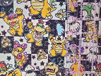 Custom 100% Cotton Woven Fabric Mario Bowser Video Game 1/4 Yard 9x56