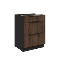 Küchen Unterschrank 60 cm Küche MONZA Okapi Nußbaum Soft-Close Küchenzeile 