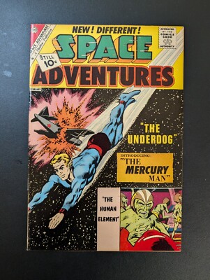 SPACE ADVENTURES #44 - VF/NM OWP - KEY ISSUE 1st MERCURY MAN - CHARLTON 1962