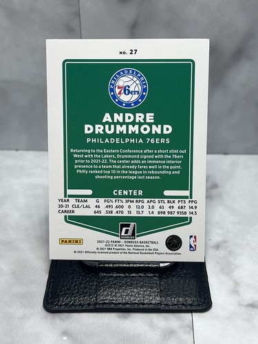 2021-22 PANINI DONRUSS NBA Basketball #27 Andre Drummond 76ers Orange Holo Laser - Picture 2 of 2
