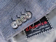 42R d'Avenza ITALY Wool Tweed full-canvas stripe MOP Blazer Jacket sportCoat EUC