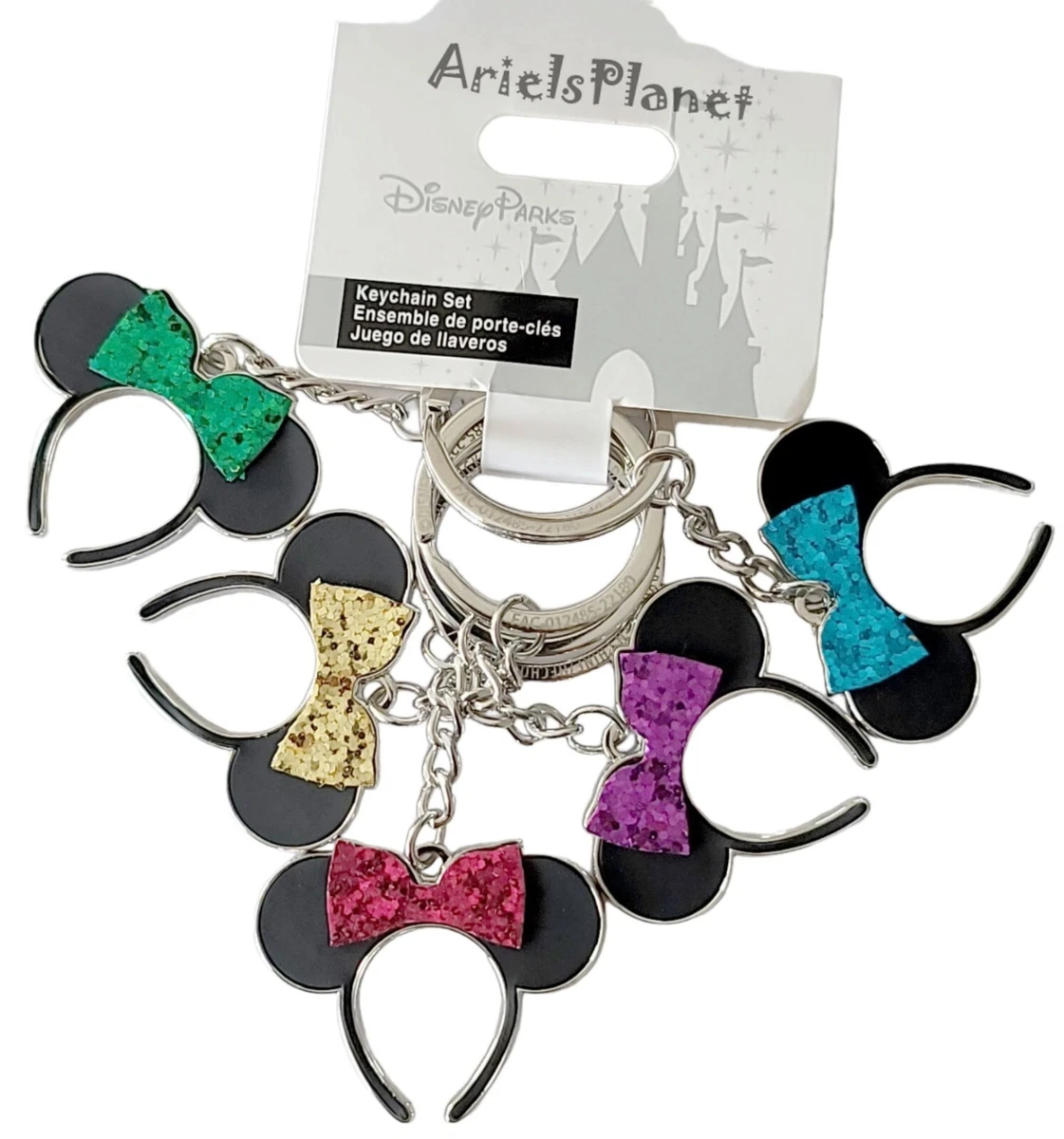 Disney Parks Minnie Mouse Ears Headband Metal Colored Keychain Set of 5  Bundle